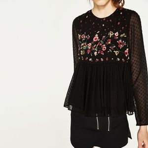 Zara Embroidered Plumetis Blouse